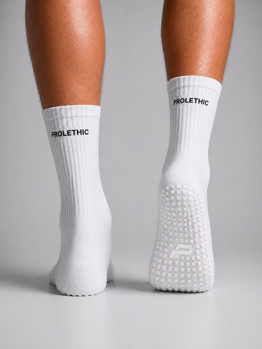 PROLETHIC Hybrid Performance Grip Socks, Weiß/Schwarz – Rückansicht