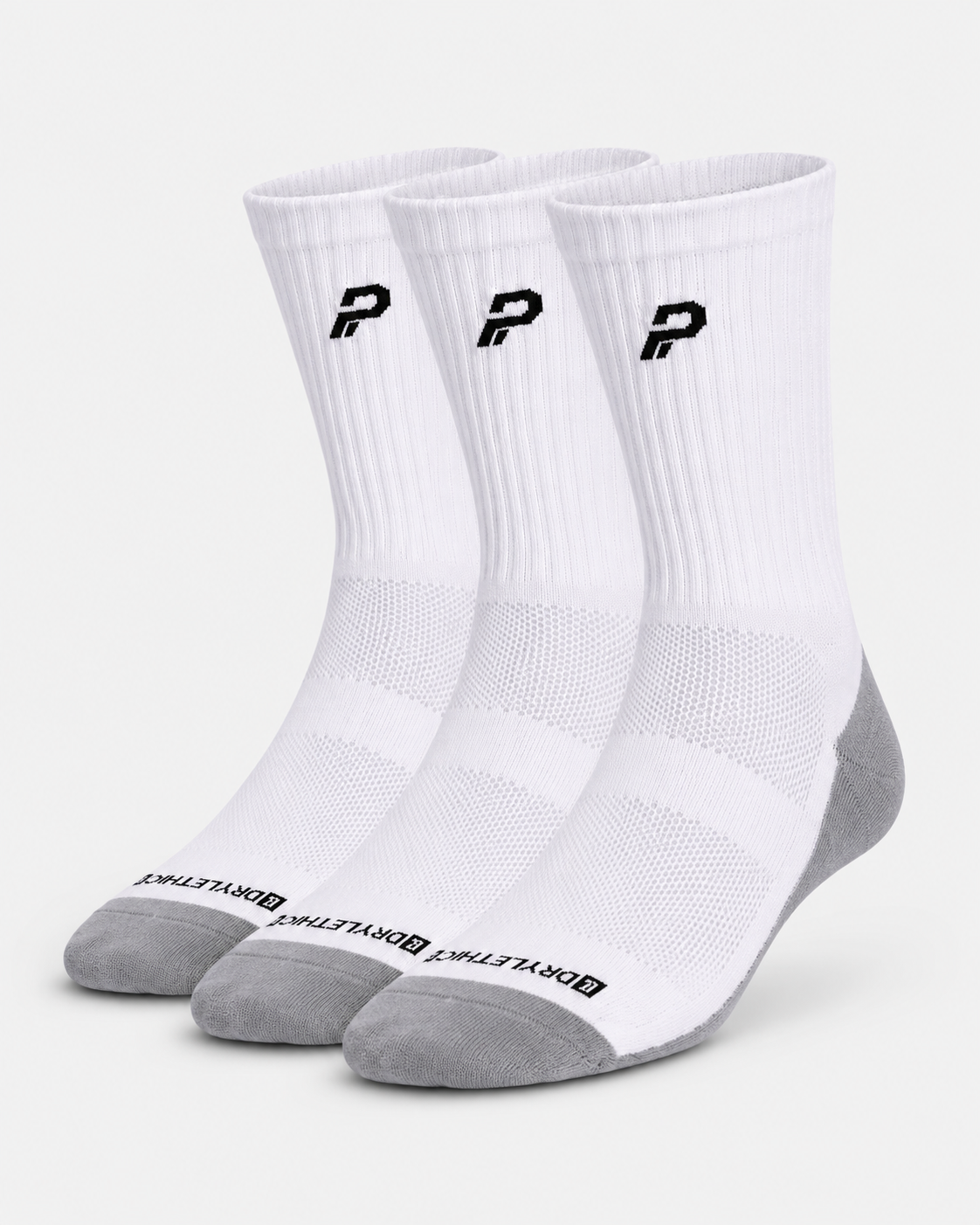 PROLETHIC Everyday Performance Socks im 3er-Pack, Weiß/Grau – Frontansicht