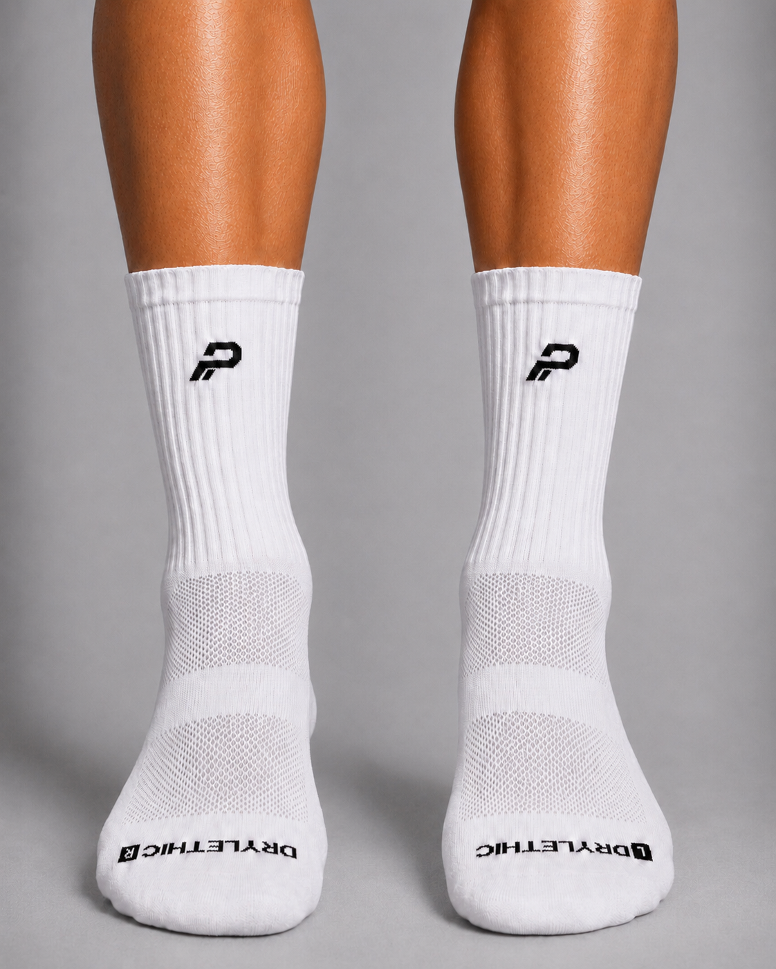 PROLETHIC Hybrid Performance Grip Socks, Weiß/Schwarz – Frontansicht