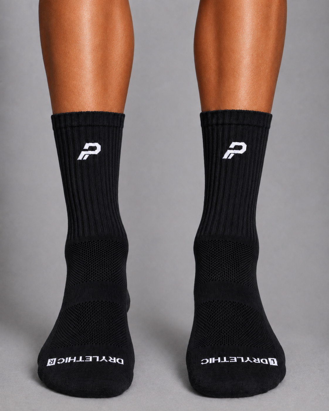 PROLETHIC Hybrid Performance Grip Socks, Schwarz/Weiß – Frontansicht